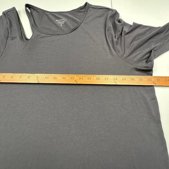 Athleta Top Womens Extra Large Black Move With Ease Asymmetrical Long Sleeve Gym - Picture 10 of 13